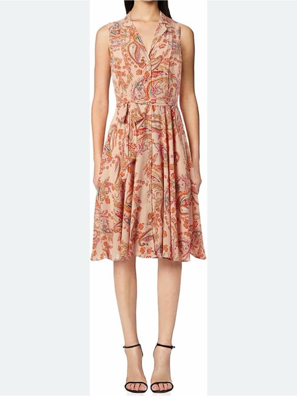 Anthro Nanette Lepore Sleeveless Button Front Peach Paisley Print Dress Size 2